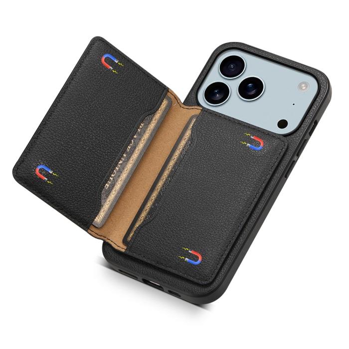 Bild 4, iPhone 17 Pro Skal Med Kortfack Läder Svart