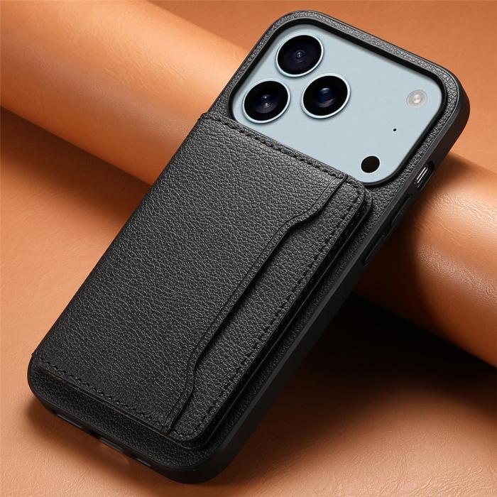 Bild 6, iPhone 17 Pro Skal Med Kortfack Läder Svart