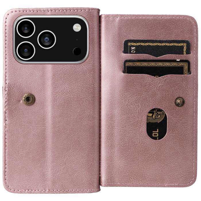 Bild 3, iPhone 17 Pro Fodral Multifunktionellt Läder Roséguld