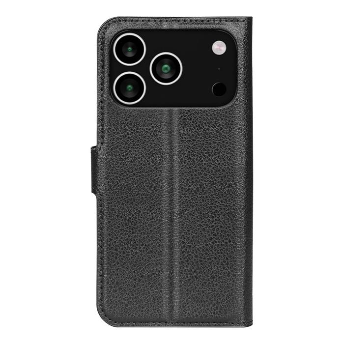 Bild 3, iPhone 17 Pro Max Fodral Litchi Läder Svart