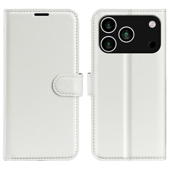 Bild 1, iPhone 17 Pro Max Fodral Litchi Läder Vit