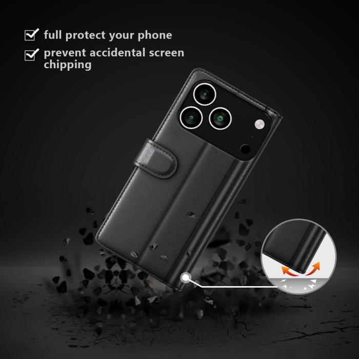 Bild 6, iPhone 17 Pro Max Fodral Premium Äkta Läder Svart