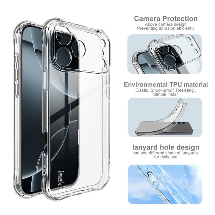 Bild 5, IMAK iPhone 17 Pro Max Skal TPU Shockproof Airbag Transparent
