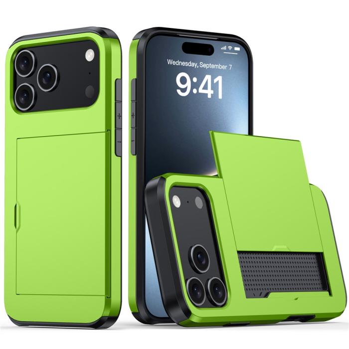Bild 1, iPhone 17 Pro Max Skal Hybrid Med Kortfack Grön