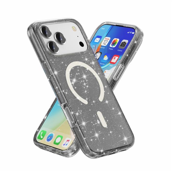 Bild 2, iPhone 17 Pro Max Skal MagSafe Glitter Svart