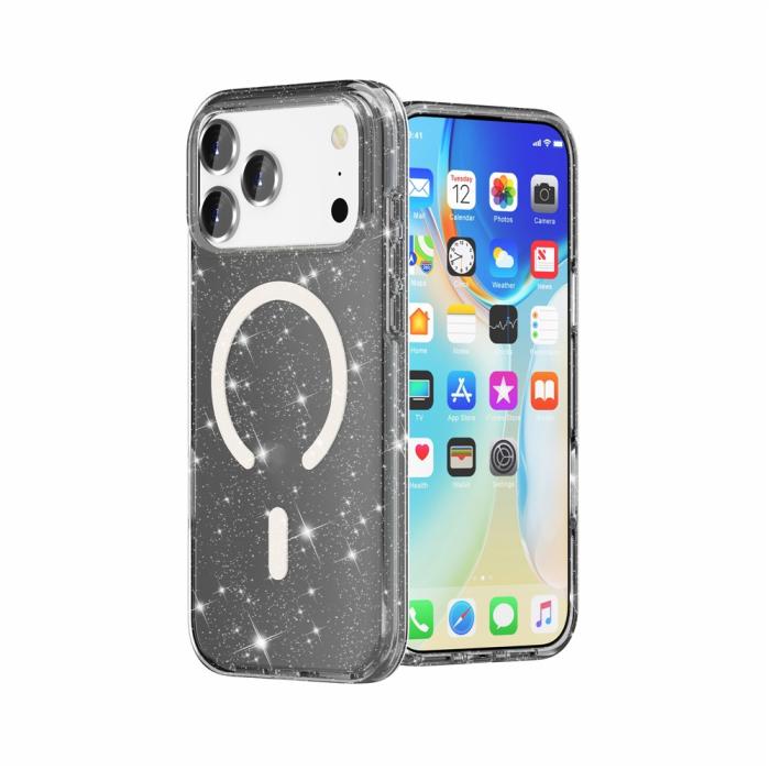 Bild 4, iPhone 17 Pro Max Skal MagSafe Glitter Svart