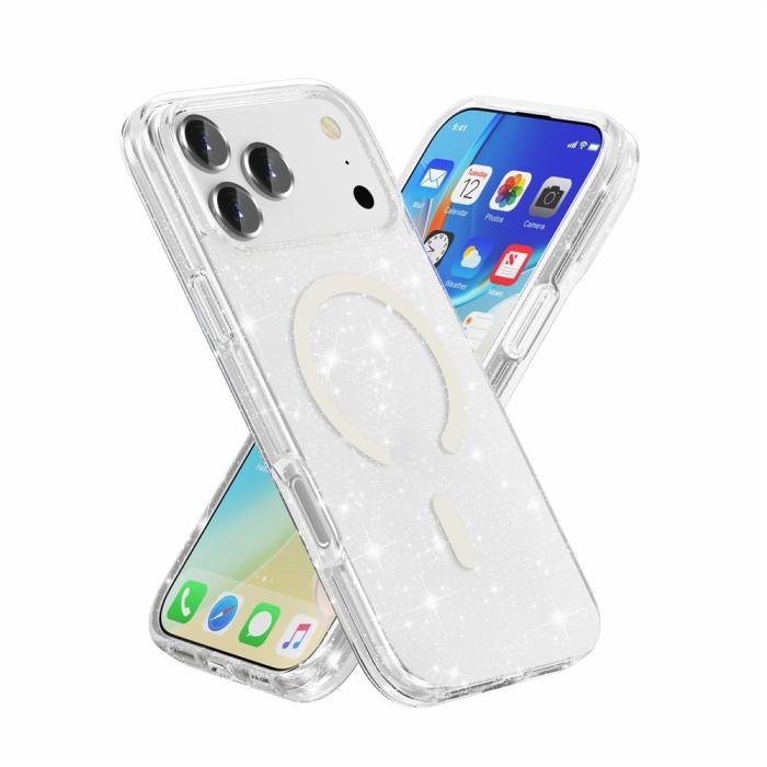 Bild 2, iPhone 17 Pro Max Skal MagSafe Glitter Transparent