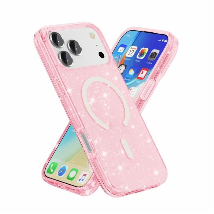 Bild 2, iPhone 17 Pro Max Skal MagSafe Glitter Rosa