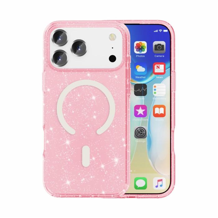 Bild 5, iPhone 17 Pro Max Skal MagSafe Glitter Rosa