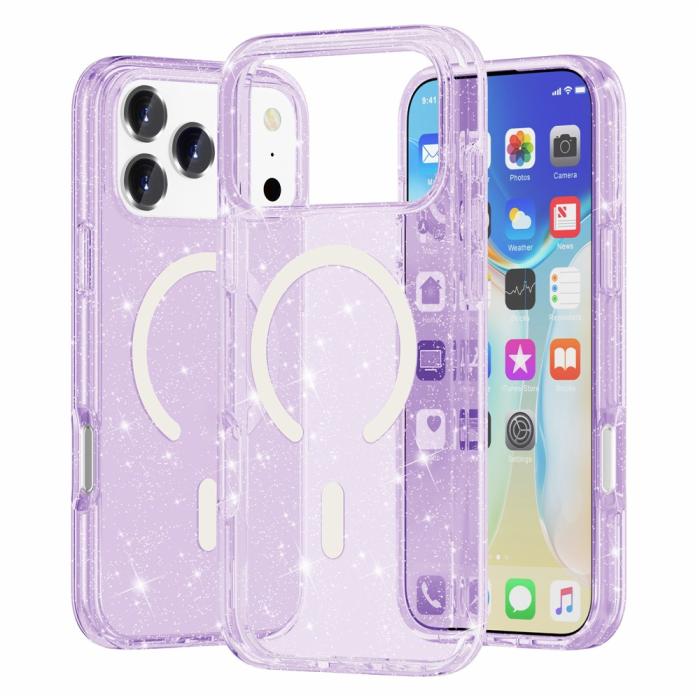 Bild 1, iPhone 17 Pro Max Skal MagSafe Glitter Lila