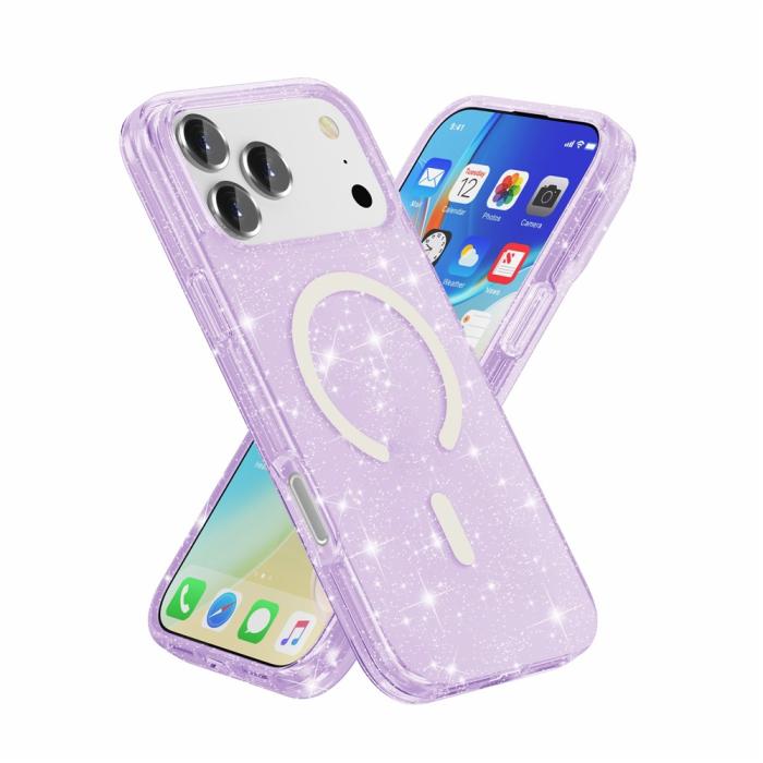 Bild 2, iPhone 17 Pro Max Skal MagSafe Glitter Lila