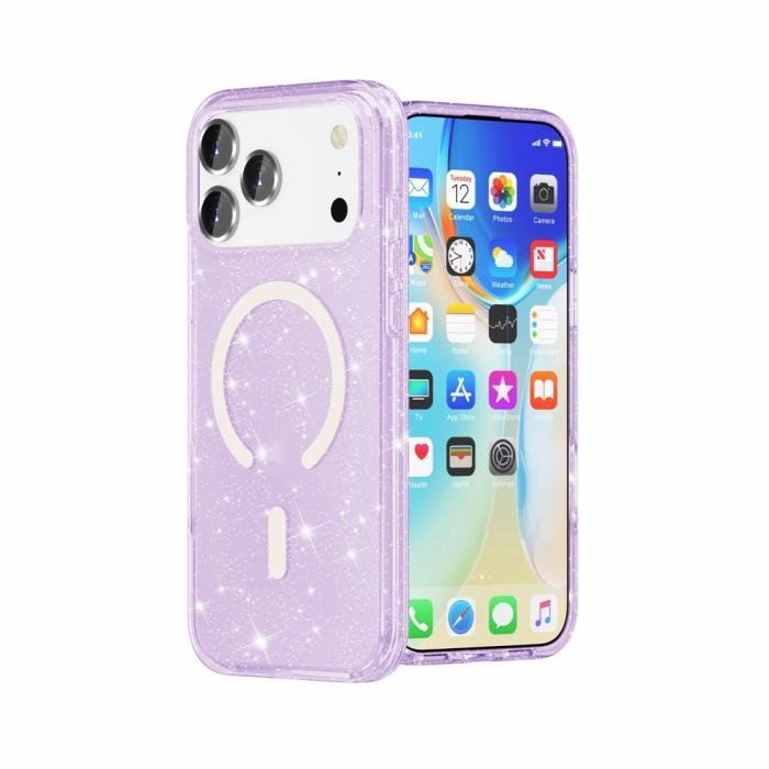 Bild 4, iPhone 17 Pro Max Skal MagSafe Glitter Lila