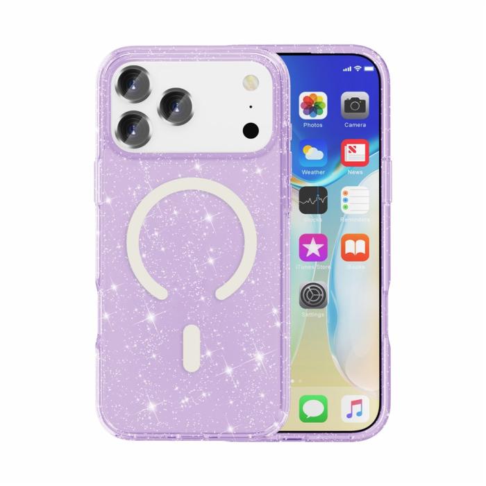 Bild 5, iPhone 17 Pro Max Skal MagSafe Glitter Lila