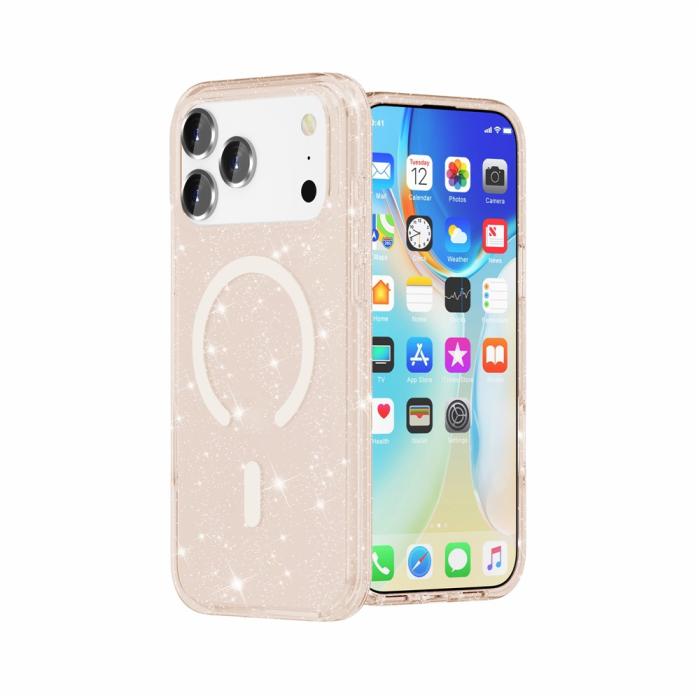 Bild 4, iPhone 17 Pro Max Skal MagSafe Glitter Guld