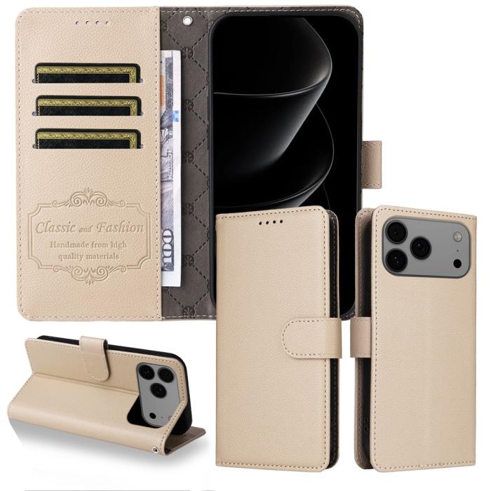 Bild 3, iPhone 17 Pro Max Fodral RFID Läder Beige