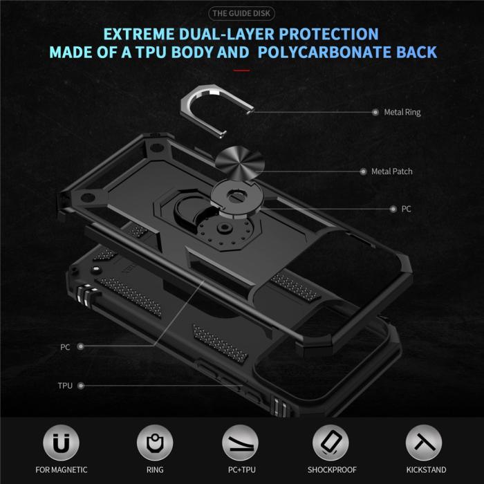 Bild 2, iPhone 17 Pro Max Skal Shockproof Hybrid Ring Svart