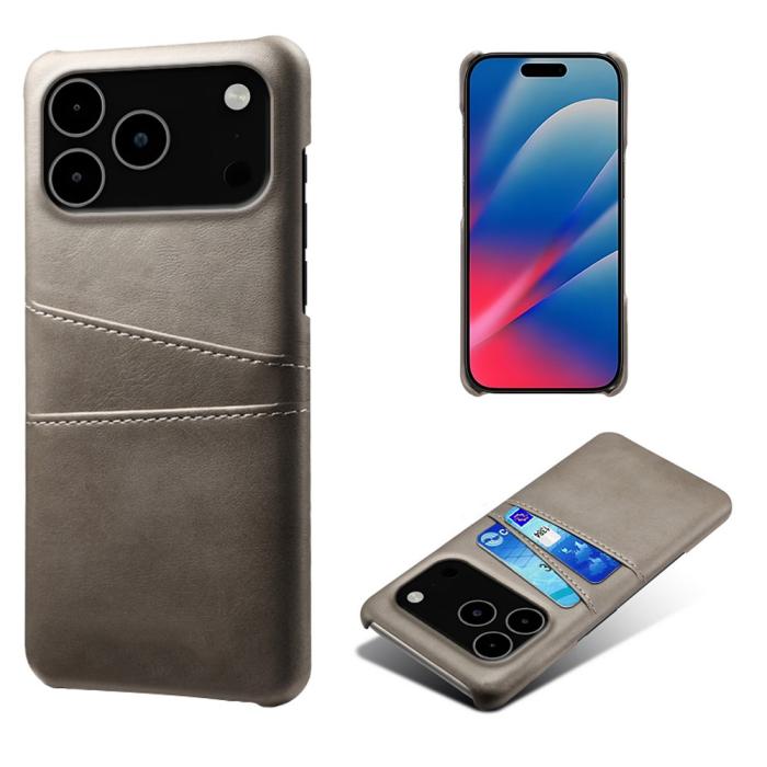 Bild 1, iPhone 17 Pro Max Skal Med Kortfack Läder Grå