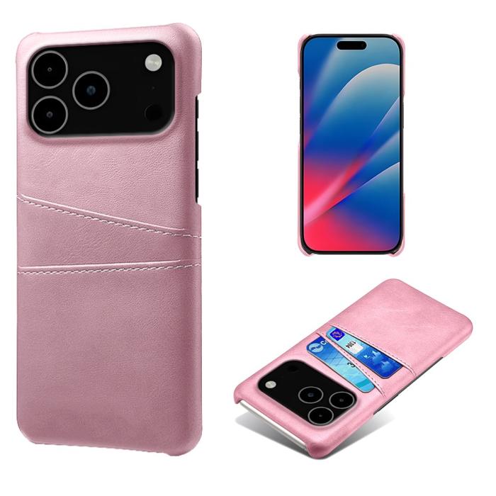 Bild 1, iPhone 17 Pro Max Skal Med Kortfack Läder Roséguld