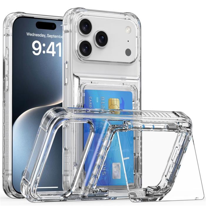 Bild 1, iPhone 17 Pro Max Skal Kickstand Med Kortfack Transparent