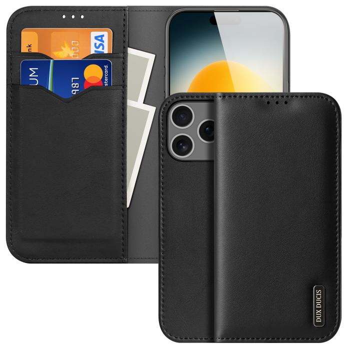 Bild 1, DUX DUCIS iPhone 17 Pro Max Fodral HIVO Äkta Läder Svart