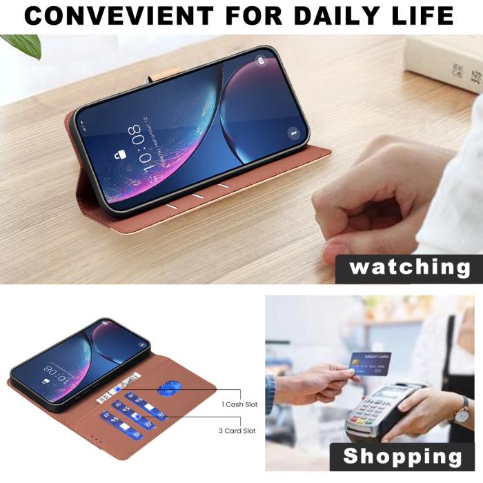 Bild 5, BINFEN iPhone 17 Pro Max Fodral RFID Splicing Color Brun