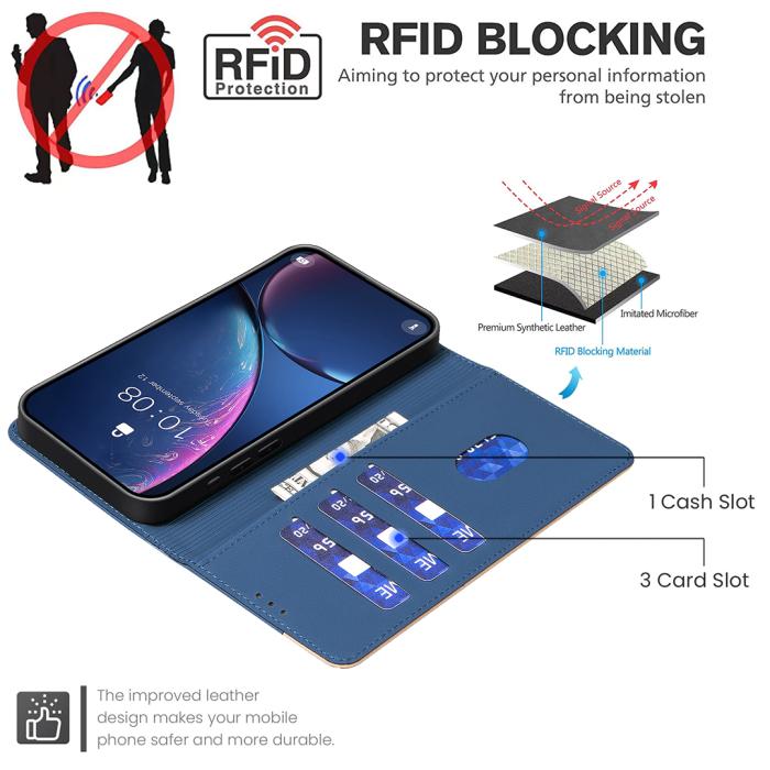 Bild 4, BINFEN iPhone 17 Pro Max Fodral RFID Splicing Color Blå
