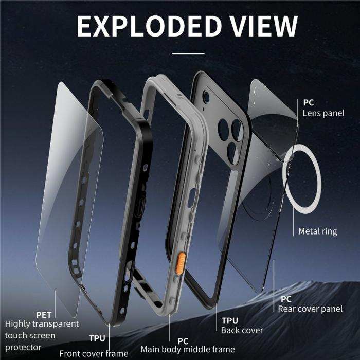 Bild 2, ShellBox iPhone 17 Pro Max Skal MagSafe Vattentätt IP68 Svart