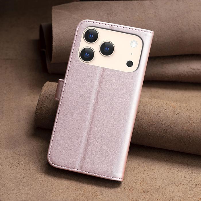Bild 5, BINFEN iPhone 17 Pro Max Fodral Läder Roséguld