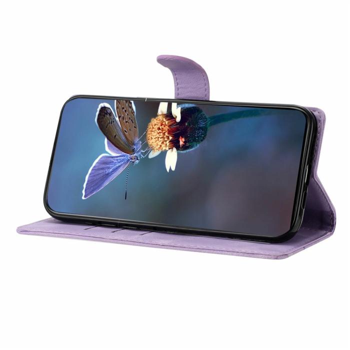 Bild 3, iPhone 17 Pro Max Fodral Med Blommigt Tryck Läder Lila