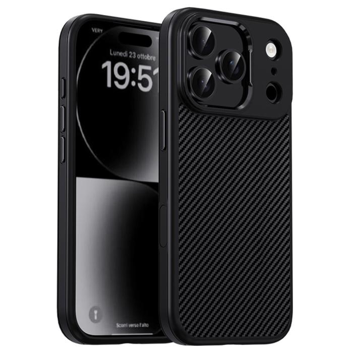 Bild 1, IPAKY iPhone 17 Pro Max Skal TPU Kolfiber Textur Svart