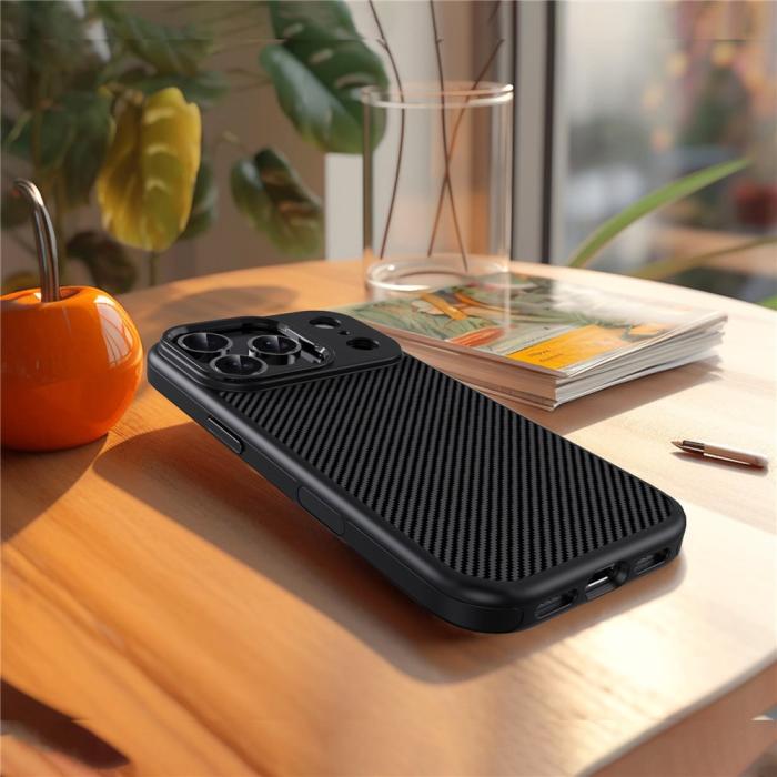 Bild 2, IPAKY iPhone 17 Pro Max Skal TPU Kolfiber Textur Svart