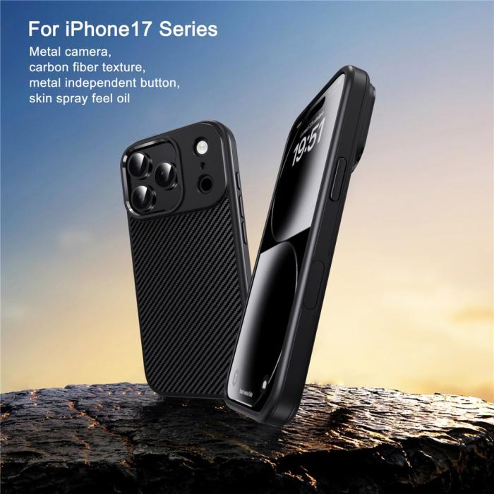 Bild 3, IPAKY iPhone 17 Pro Max Skal TPU Kolfiber Textur Svart