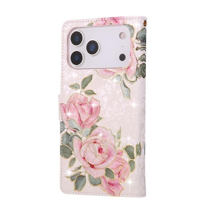 Bild 6, iPhone 17 Pro Max Fodral RFID Läder Rosa Blommor