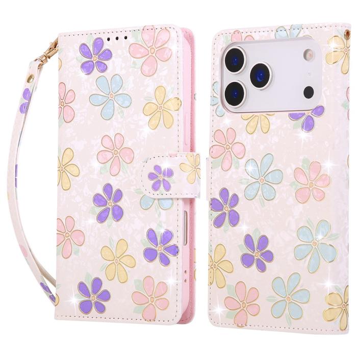 Bild 1, iPhone 17 Pro Max Fodral RFID Läder Färgglada Blommor
