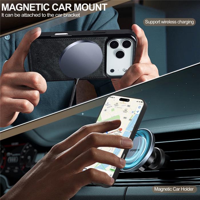 Bild 3, LC.IMEEKE iPhone 17 Pro Max Skal MagSafe Läder Svart