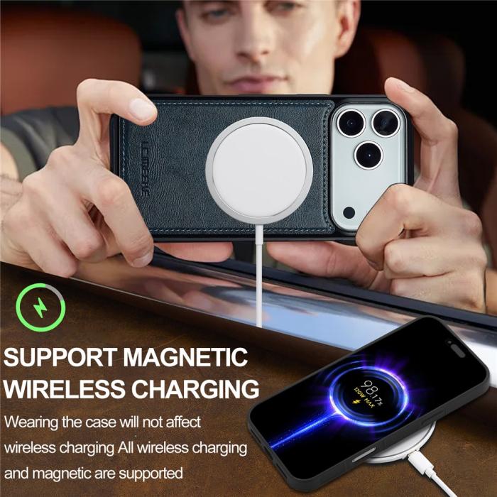 Bild 6, LC.IMEEKE iPhone 17 Pro Max Skal MagSafe Läder Blå