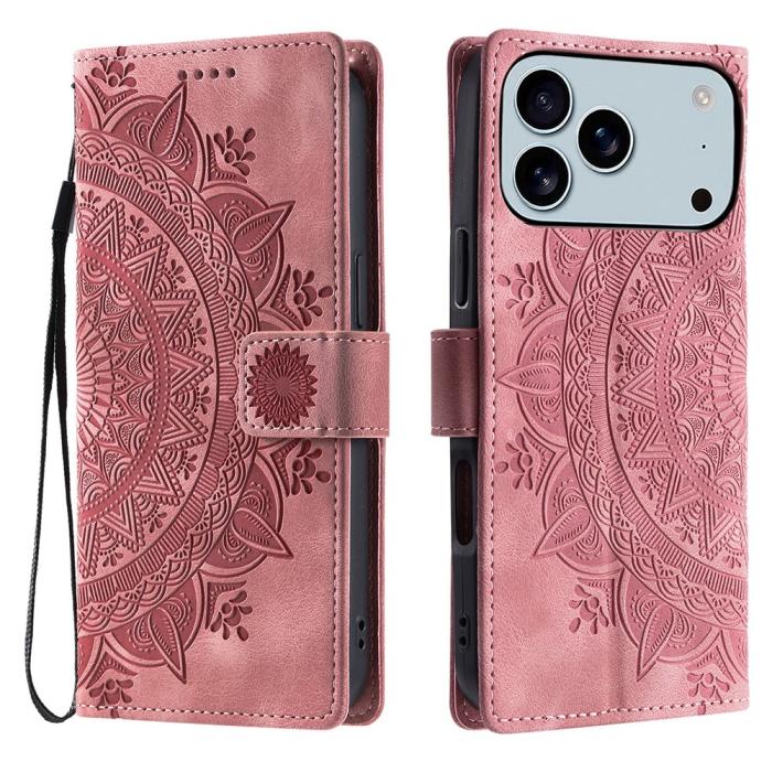 Bild 1, iPhone 17 Pro Max Fodral Mandala Läder Roséguld