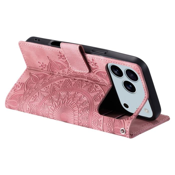 Bild 4, iPhone 17 Pro Max Fodral Mandala Läder Roséguld