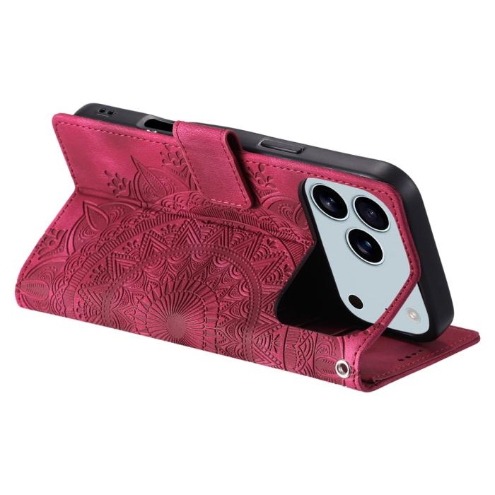 Bild 4, iPhone 17 Pro Max Fodral Mandala Läder Rosa