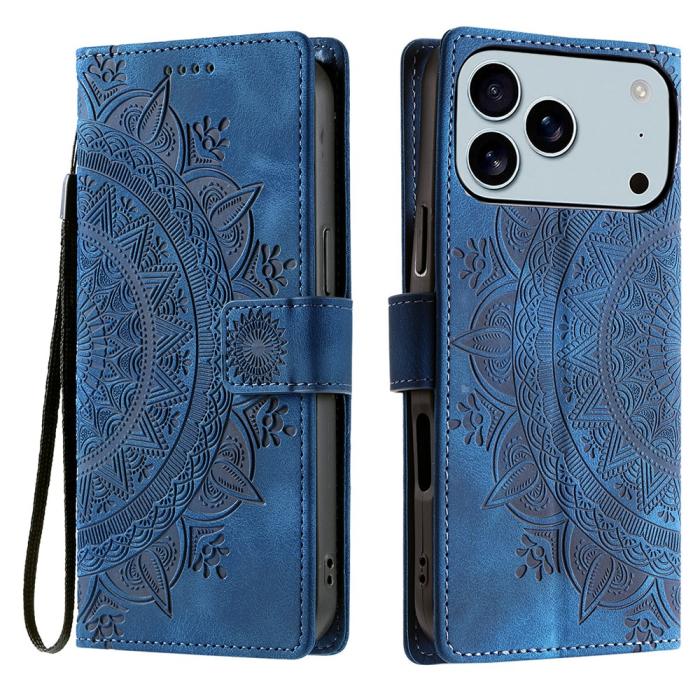 Bild 1, iPhone 17 Pro Max Fodral Mandala Läder Blå