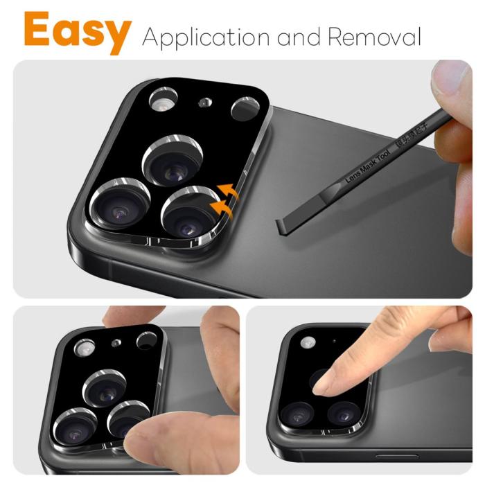 Bild 3, NORTHJO iPhone 17 Pro Max 2-PACK Linsskydd Härdat Glas Svart