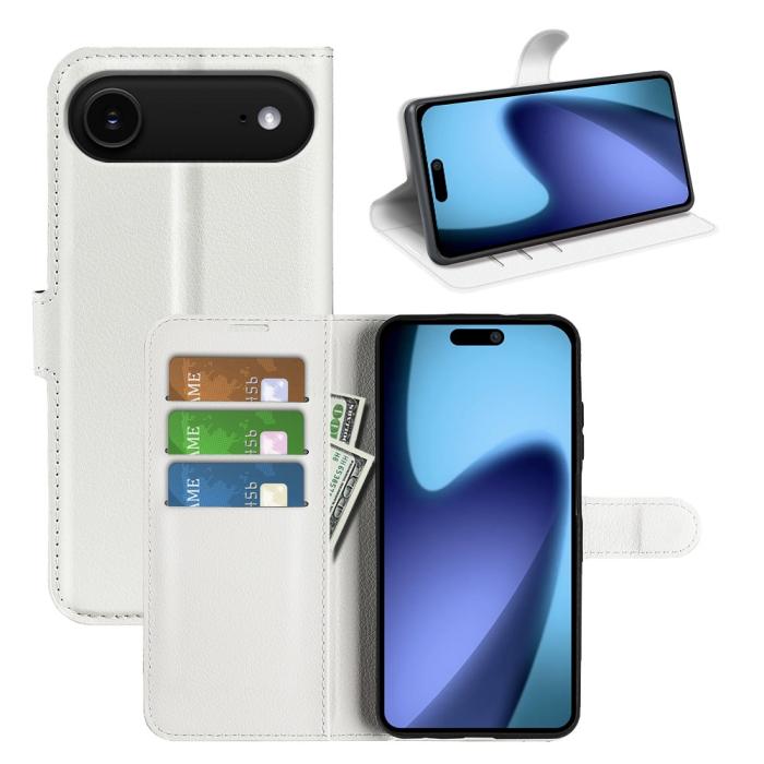 Bild 6, iPhone Air Fodral Litchi Läder Vit