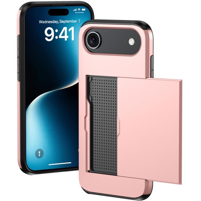 Bild 2, iPhone Air Skal Hybrid Med Kortfack Roséguld