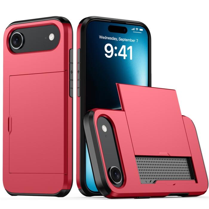 Bild 1, iPhone Air Skal Hybrid Med Kortfack Röd
