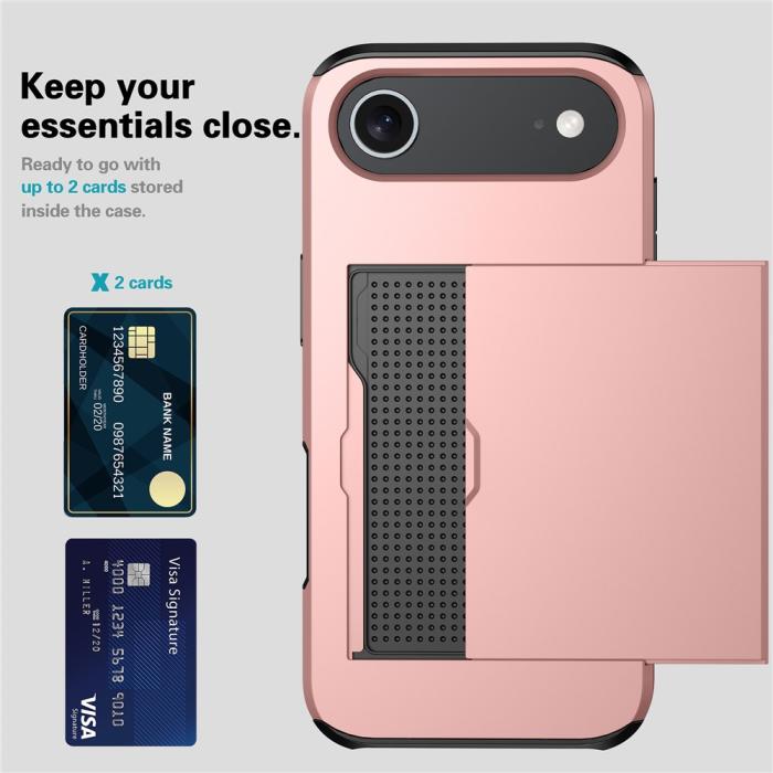 Bild 2, iPhone Air Skal Hybrid Med Kortfack Rosa
