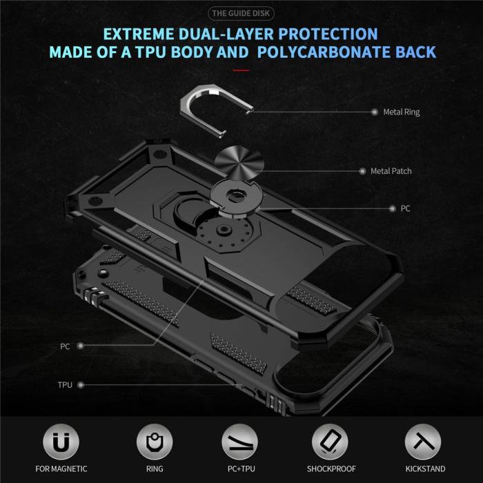 Bild 2, iPhone Air Skal Shockproof Hybrid Ring Svart