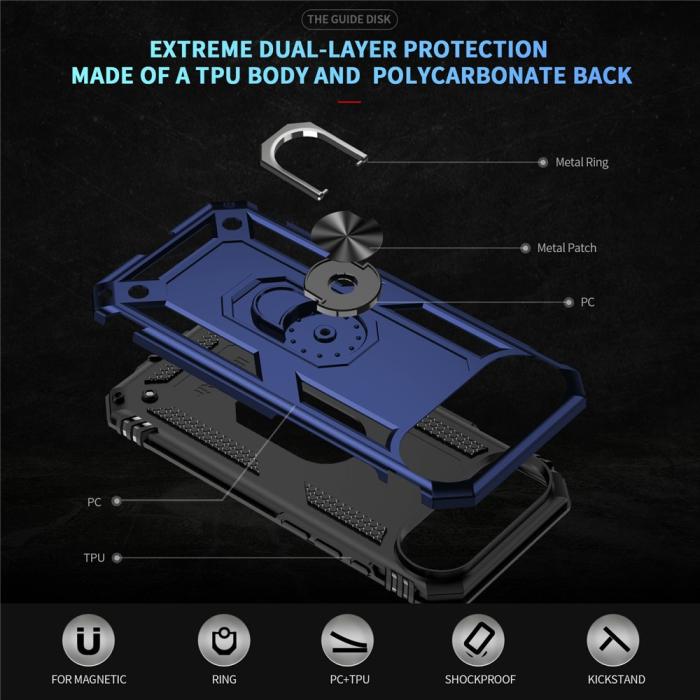 Bild 2, iPhone Air Skal Shockproof Hybrid Ring Blå