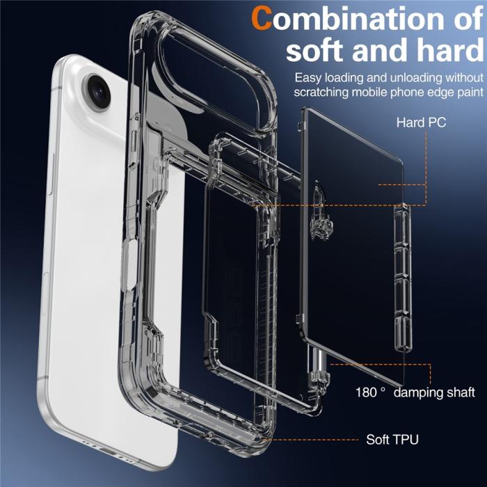 Bild 5, iPhone Air Skal Kickstand Med Kortfack Tonad Svart