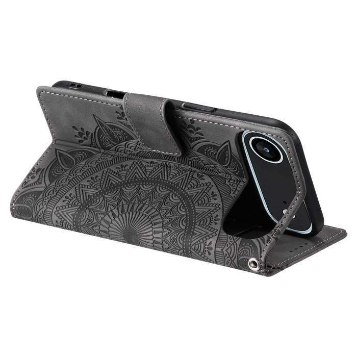 Bild 4, iPhone Air Fodral Mandala Läder Grå