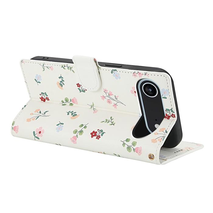 Bild 3, iPhone Air Fodral Rhombus Läder Blommor Vit
